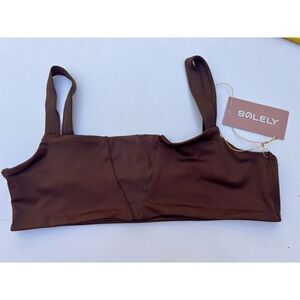 Womens Bra Top Size L / XL Active Stretch Versatile As Top Or‎ Swim Solely Brown
